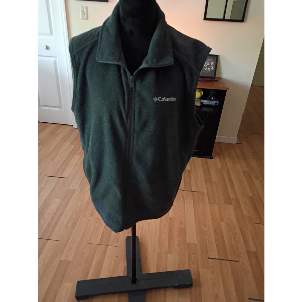 Large Columbia Grey Fleece Zip Front Sleeveless Vest
